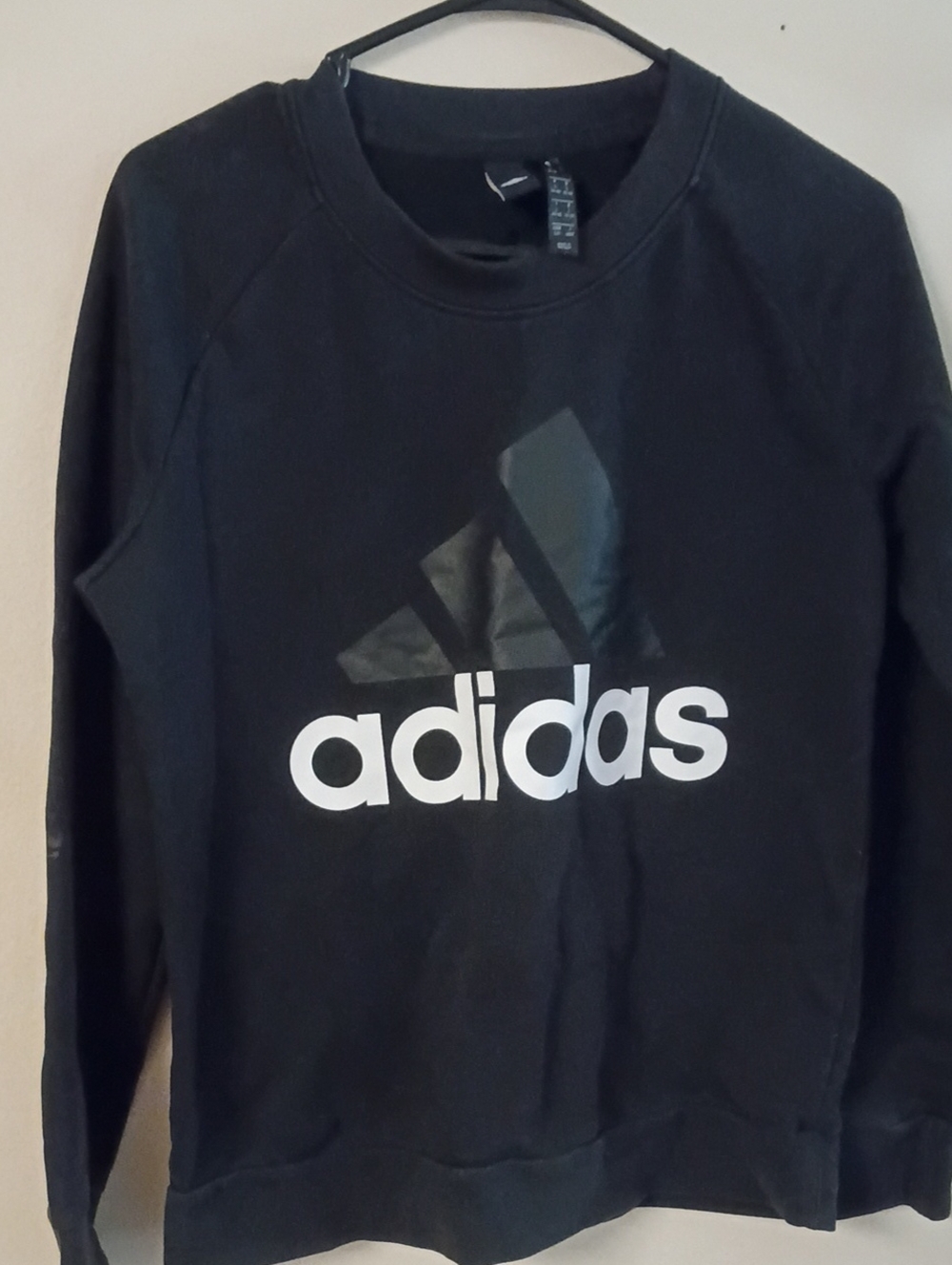 Adidas Black Crewneck Sweatshirt with White Logo Size Large